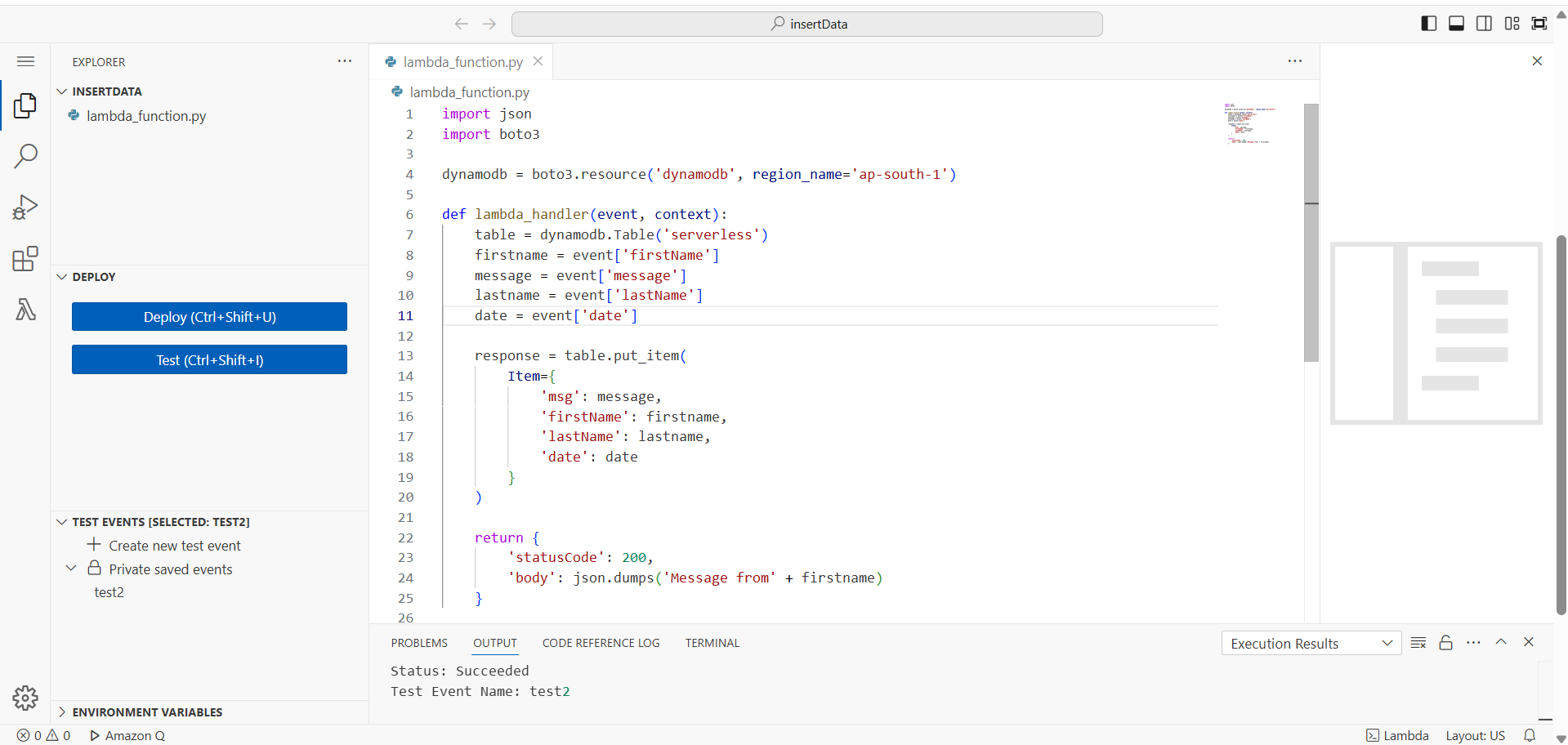 Lambda Function Screenshot